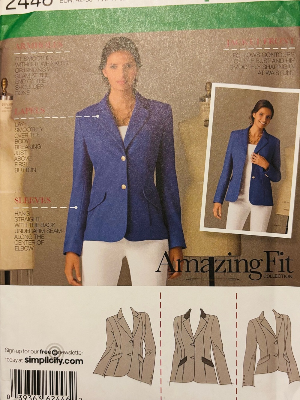 Plus Size Simplicity 2446 Amazing Fit Lined Jacket  Size 16-24  New Uncut
